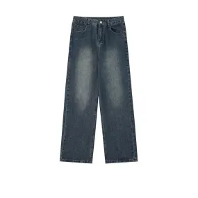 Basic Washed Wide-leg Versatile Jeans