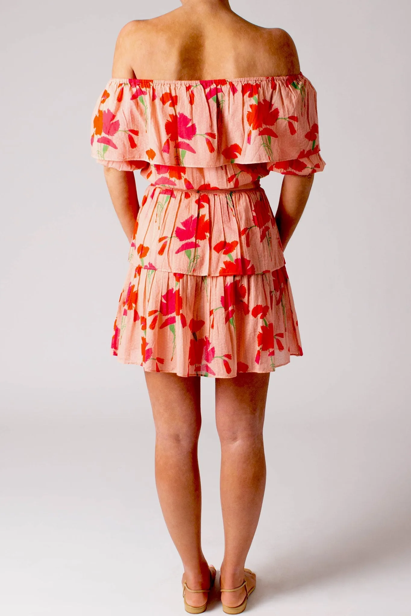 Basil Printed Gauze Mini Dress - Pink Lemonade by Miguelina