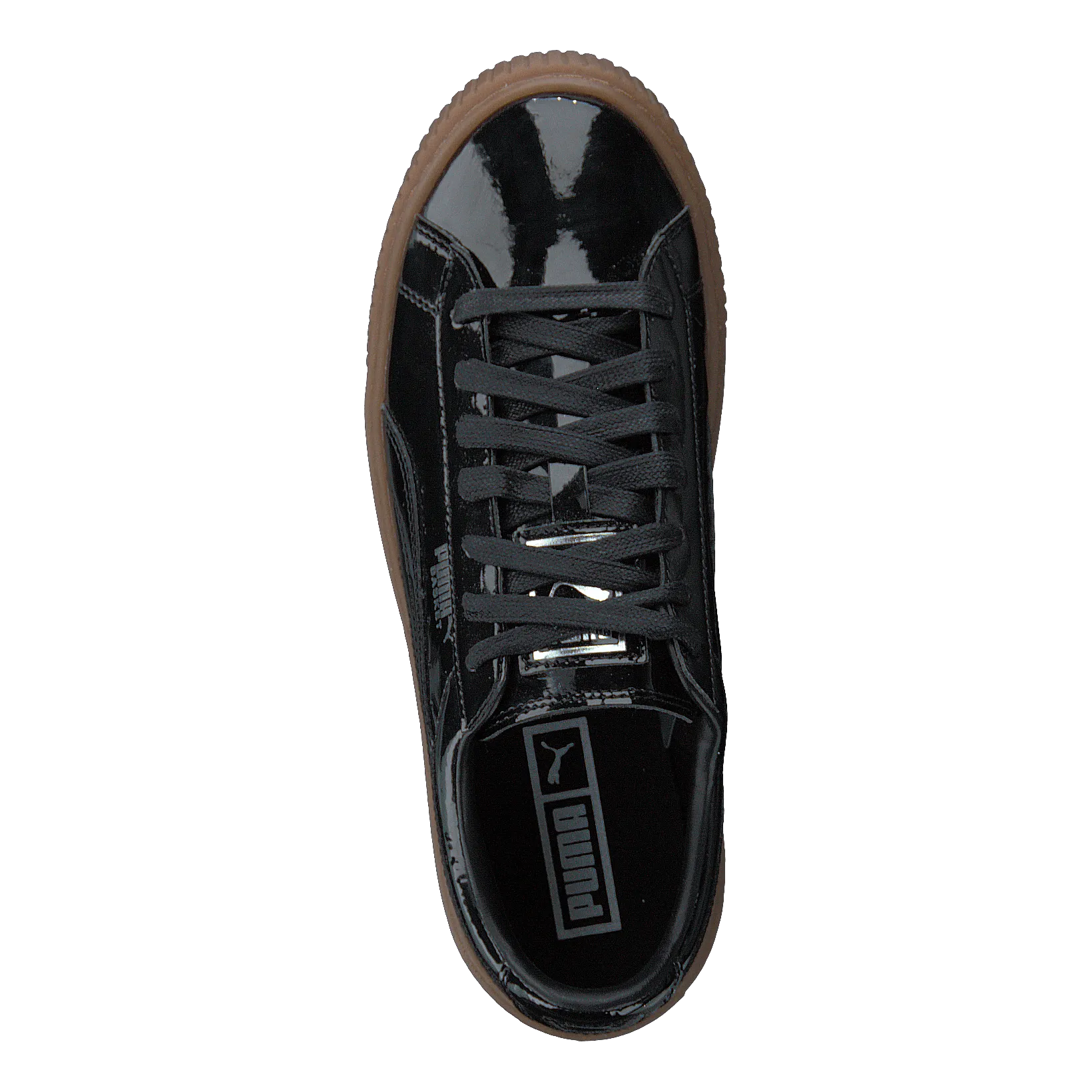 Basket Platform Patent Sneaker Black