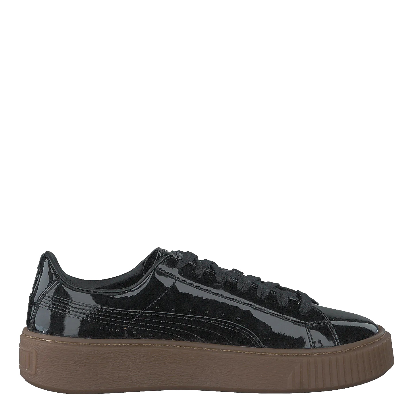 Basket Platform Patent Sneaker Black