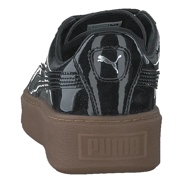 Basket Platform Patent Sneaker Black