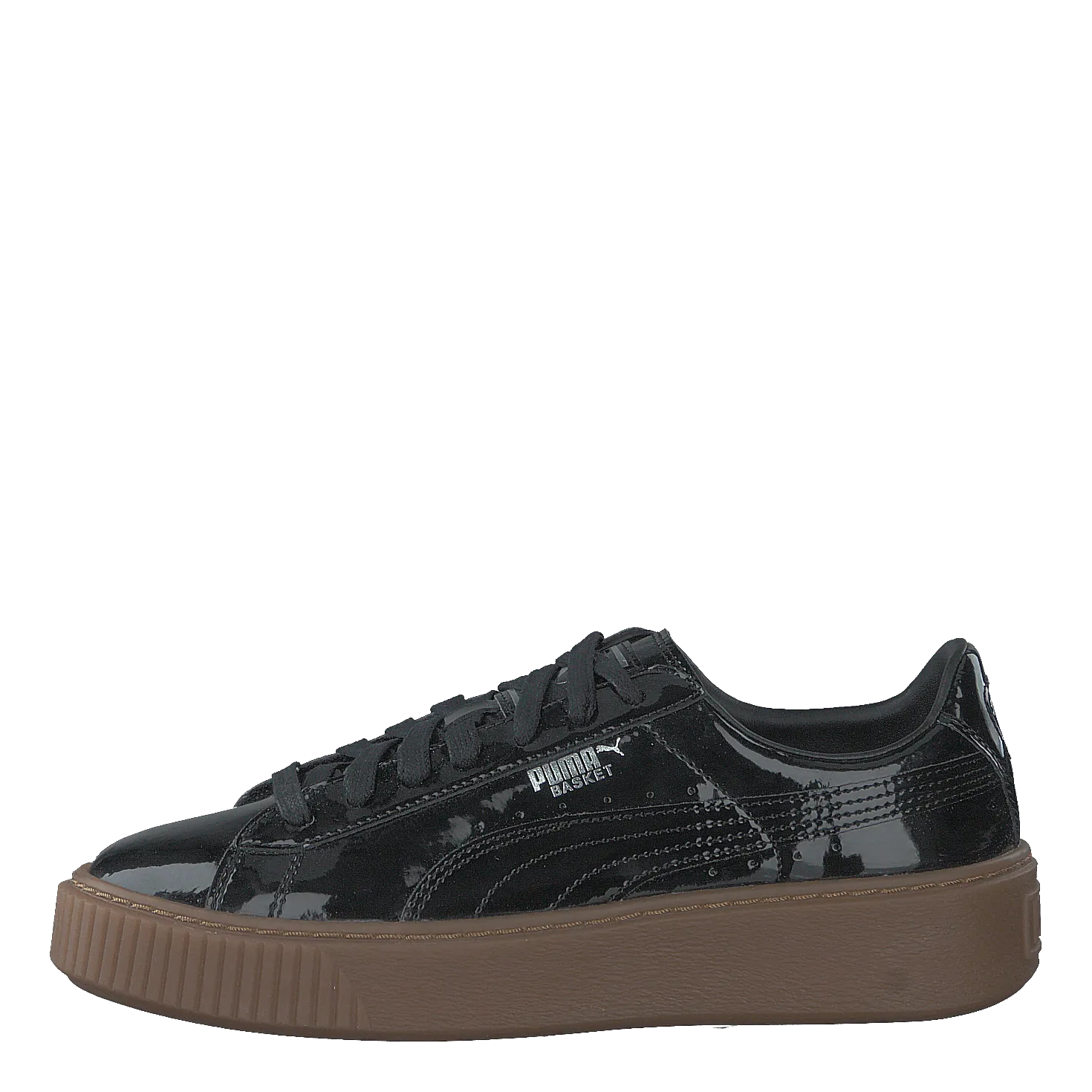 Basket Platform Patent Sneaker Black