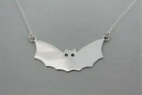 Bat necklace - polished sterling silver