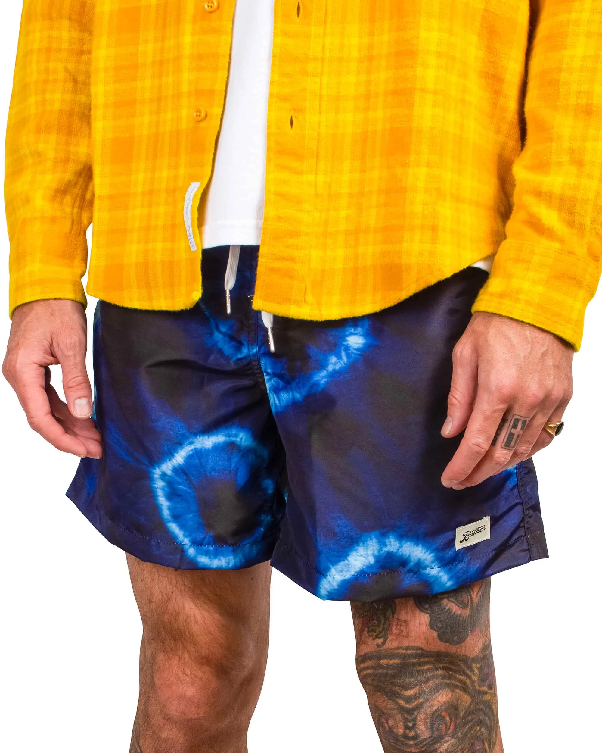 Bather Indigo Ne-Maki Shibori Swim Trunk