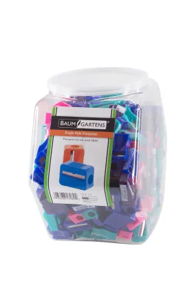 Baumgartens Pencil Sharpeners Single Hole Hexagonal Tub Display of 360 ASSORTED Colors (13089)