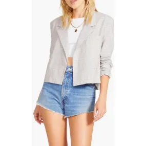 BB Dakota NWT Plaid Me at Hello Linen & Cotton Crop Blazer - Size Small