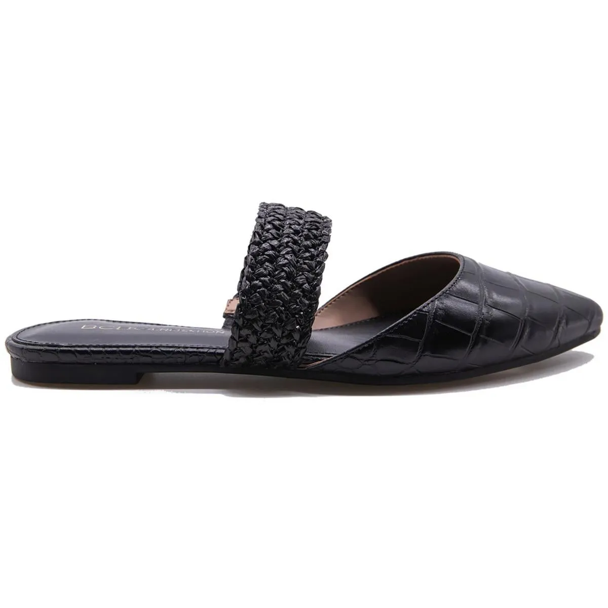 BCBGeneration Womens Emmah Faux Leather Embossed Mules