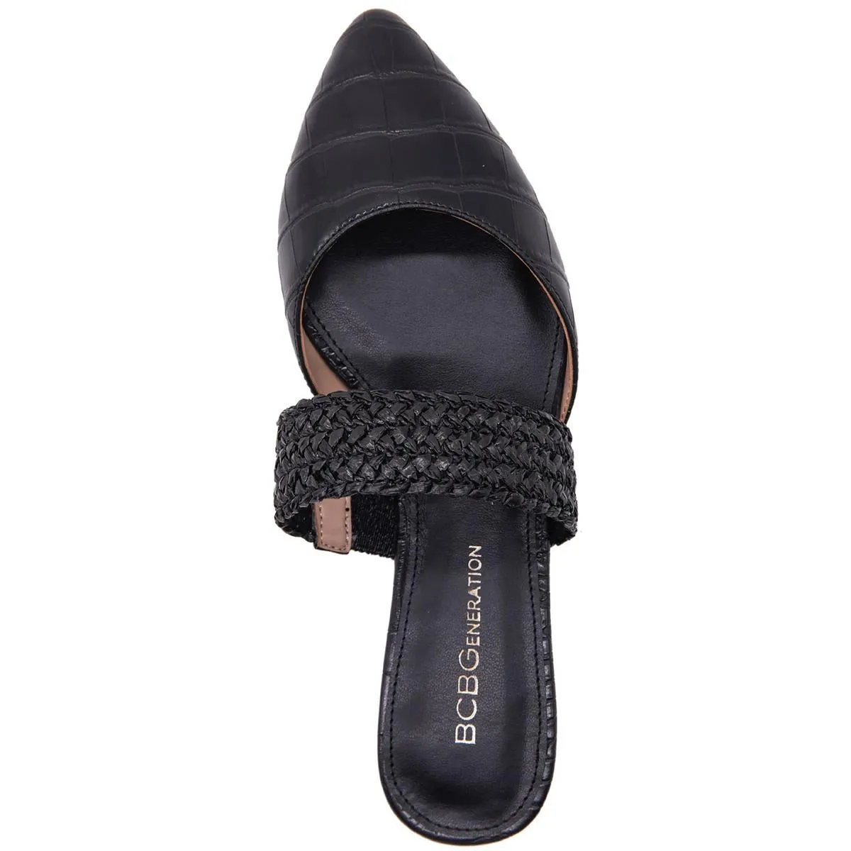 BCBGeneration Womens Emmah Faux Leather Embossed Mules