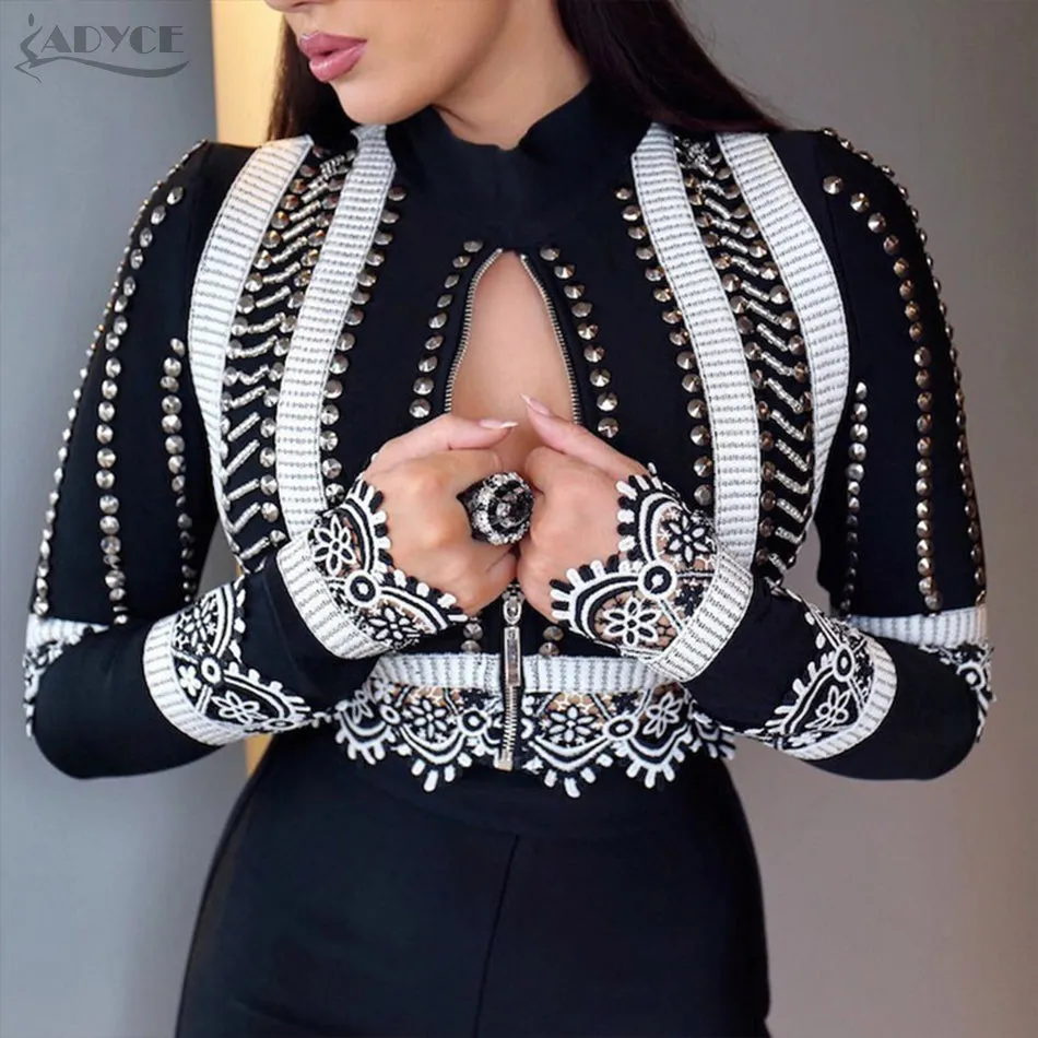 Beads Embellished Crop Tops&Pants Dress Set