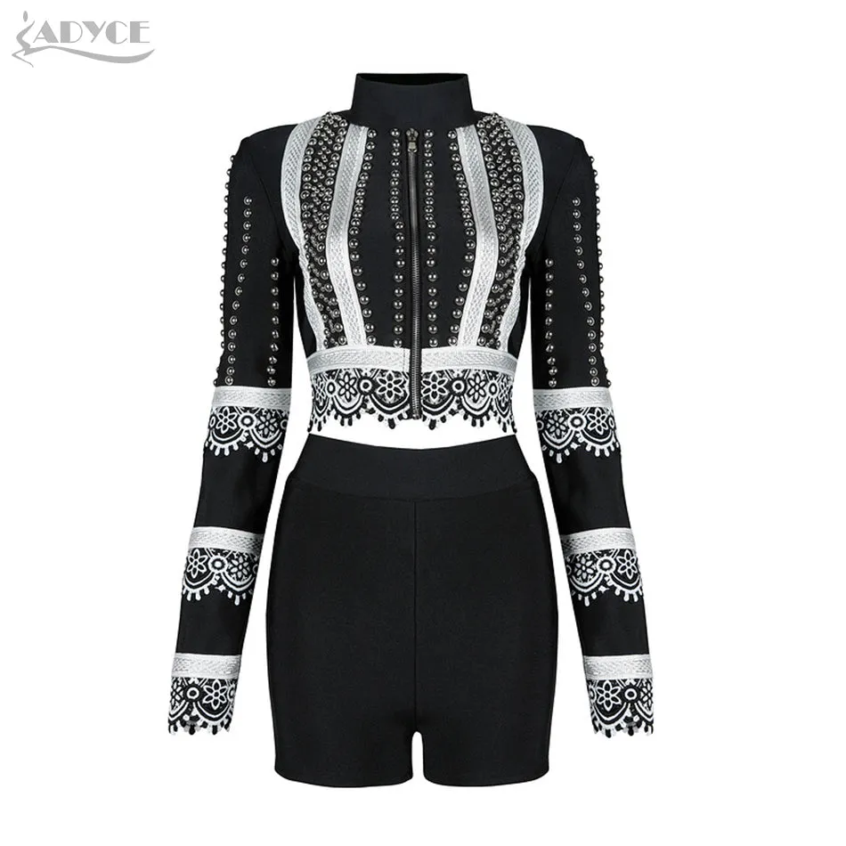 Beads Embellished Crop Tops&Pants Dress Set