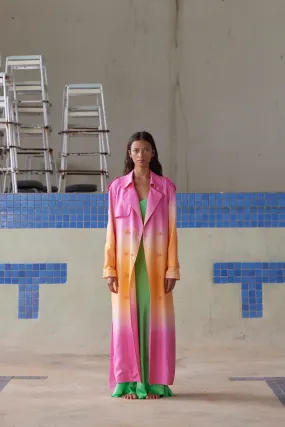 BEATRIX TRENCH COAT - HOT PINK/NEON ORANGE