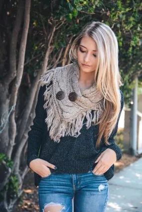 Beautiful Mocha Infinity Scarf w/ Buttons