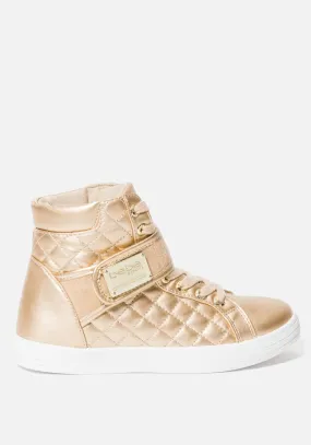 BEBE DIANICA QUILTED HIGH TOP SNEAKERS