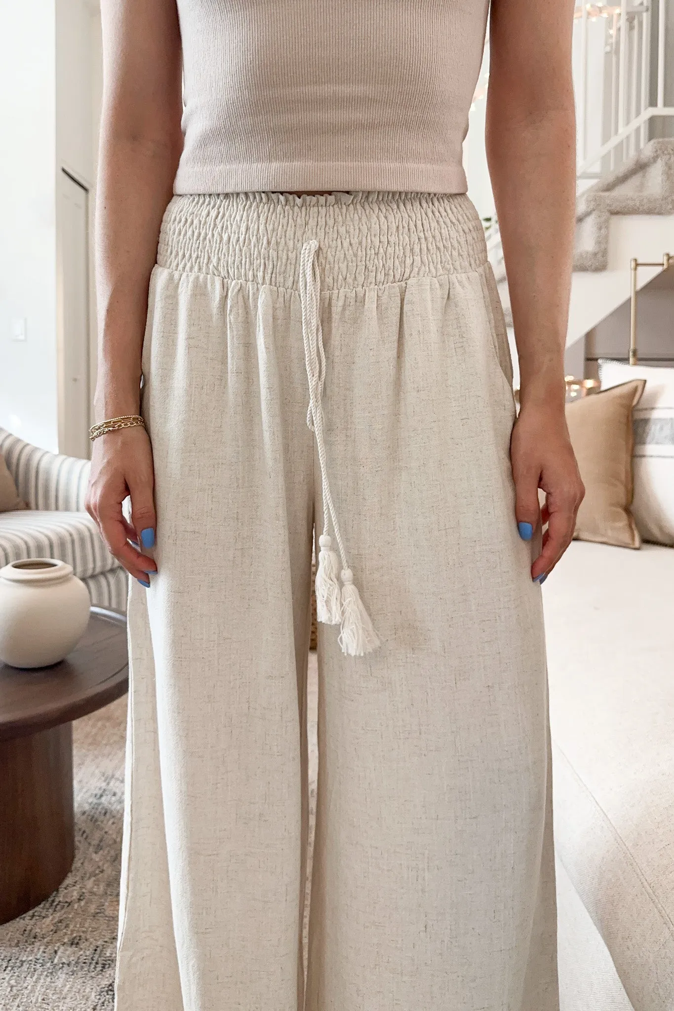 Beckham Linen Blend Pants in Oatmeal