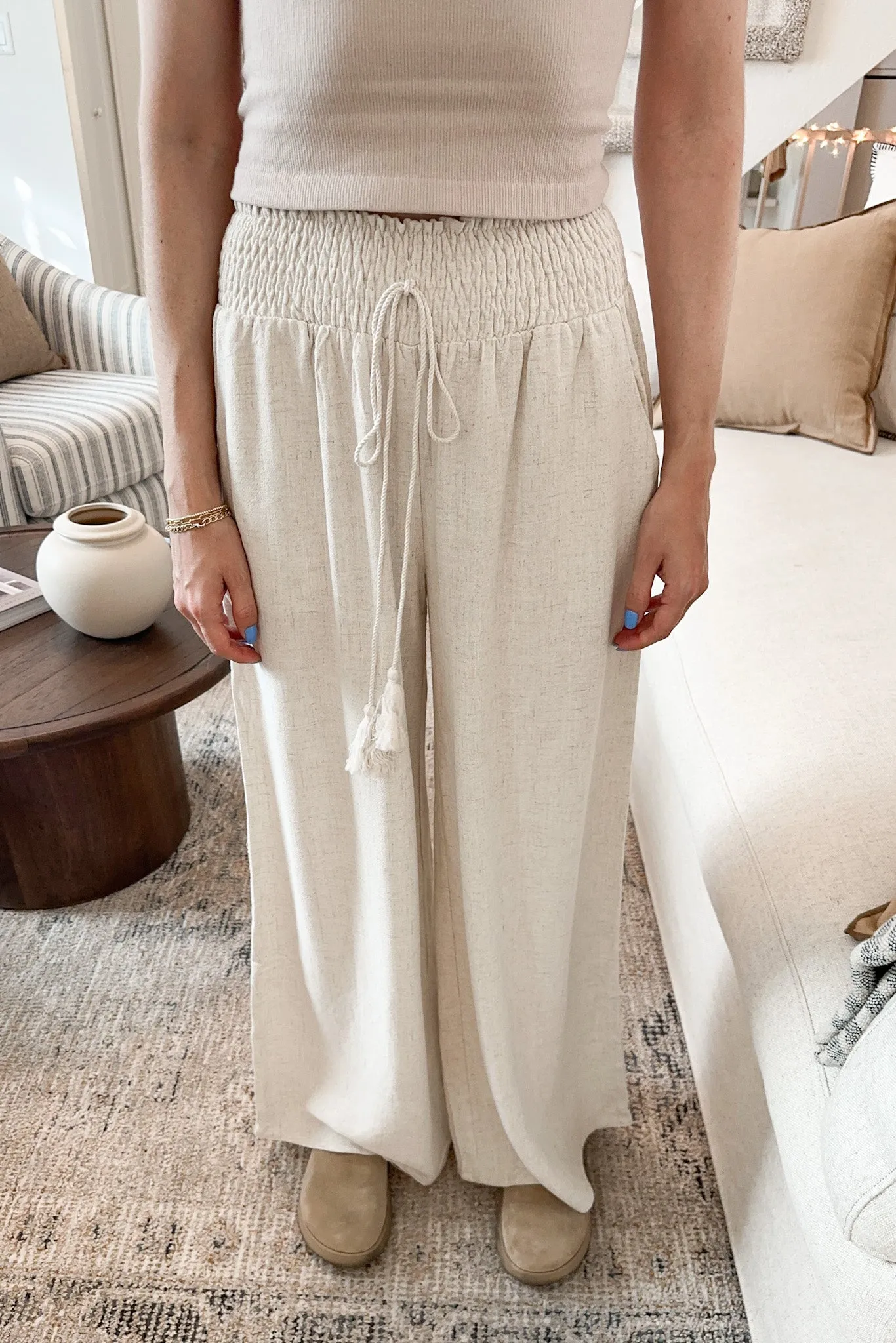 Beckham Linen Blend Pants in Oatmeal