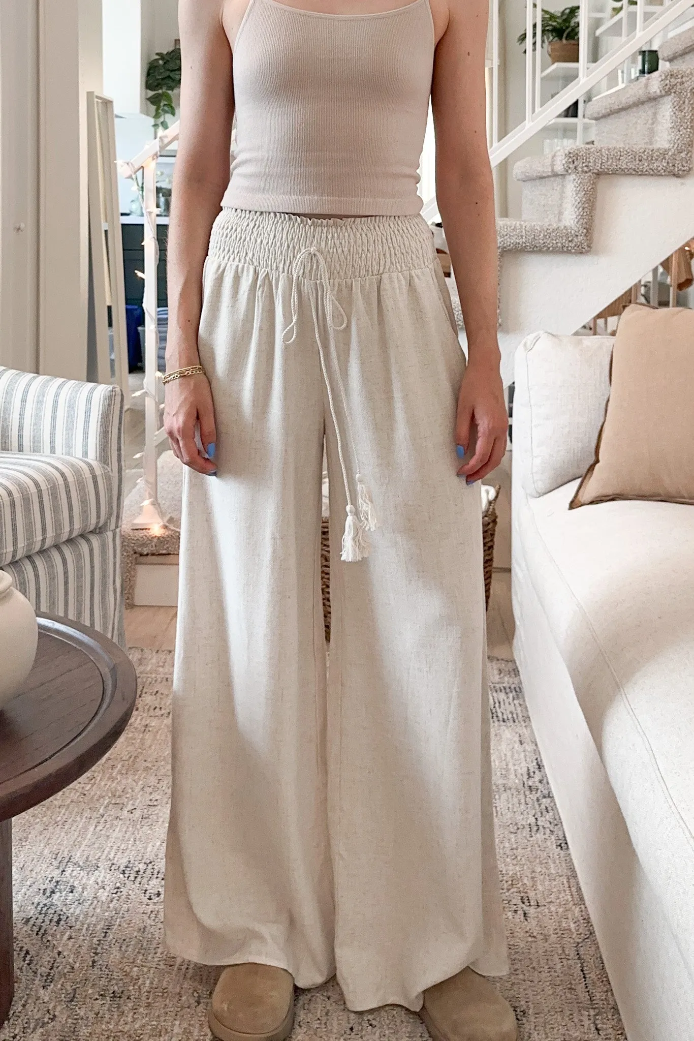 Beckham Linen Blend Pants in Oatmeal