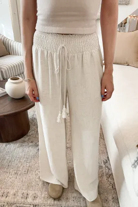 Beckham Linen Blend Pants in Oatmeal