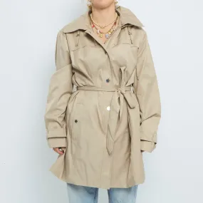 Beige Belted Hooded Trench Coat - UK 10