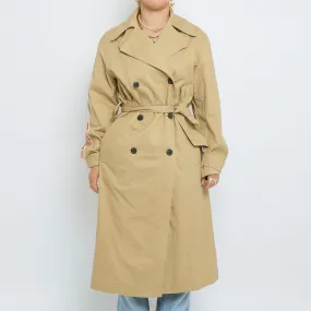 Beige Belted Long Trench Coat - M