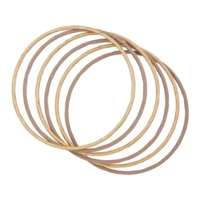 Beige Color Coated Metal and Gold Set of 6 Bangle Bracelet