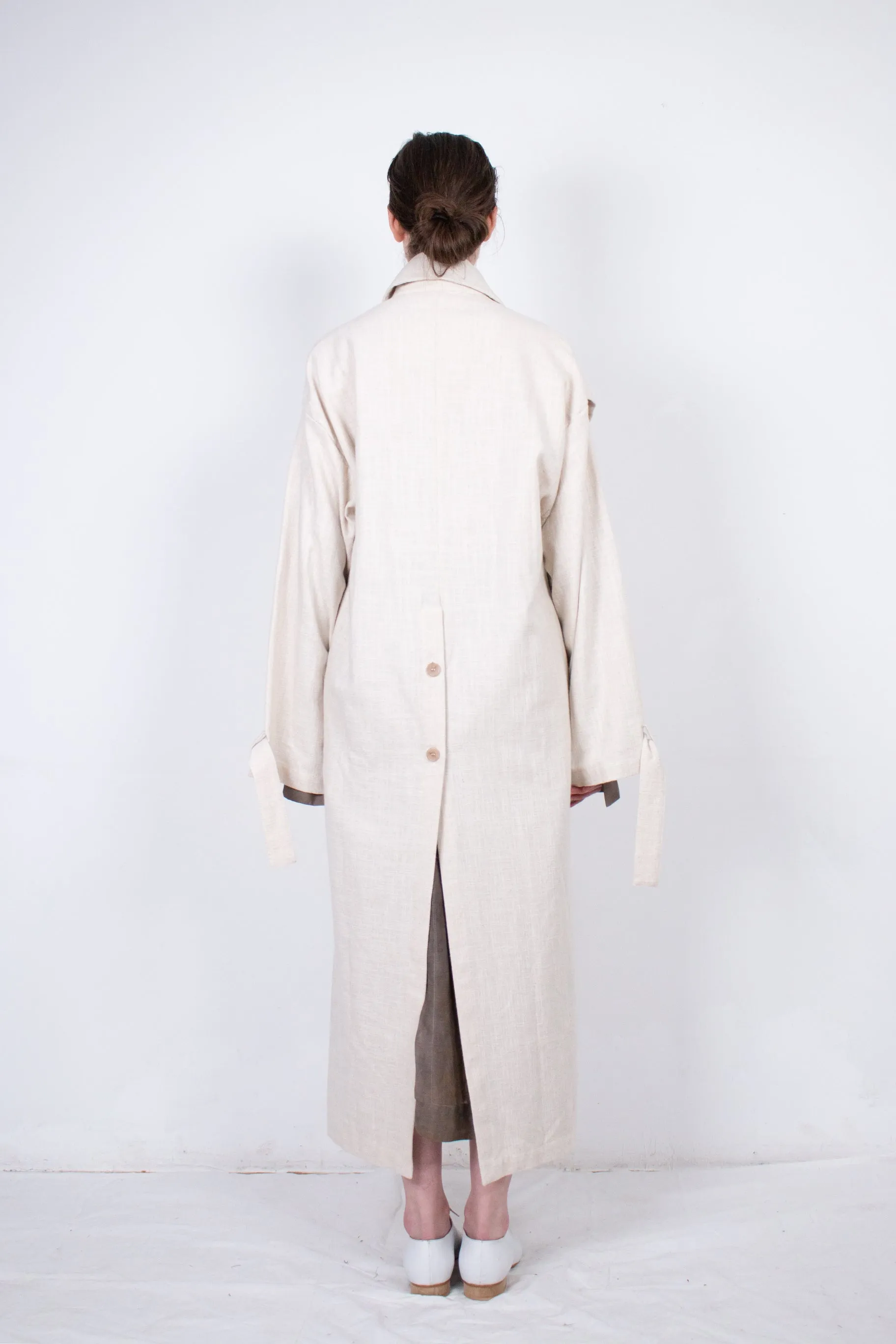 Beige Layered Flax Coat