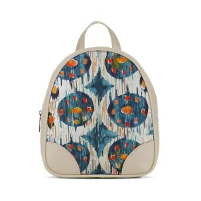 Beige O Mini Backpacks Blue circle