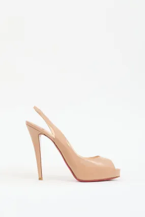 Beige Patent Private Number 120 Slingback Pump