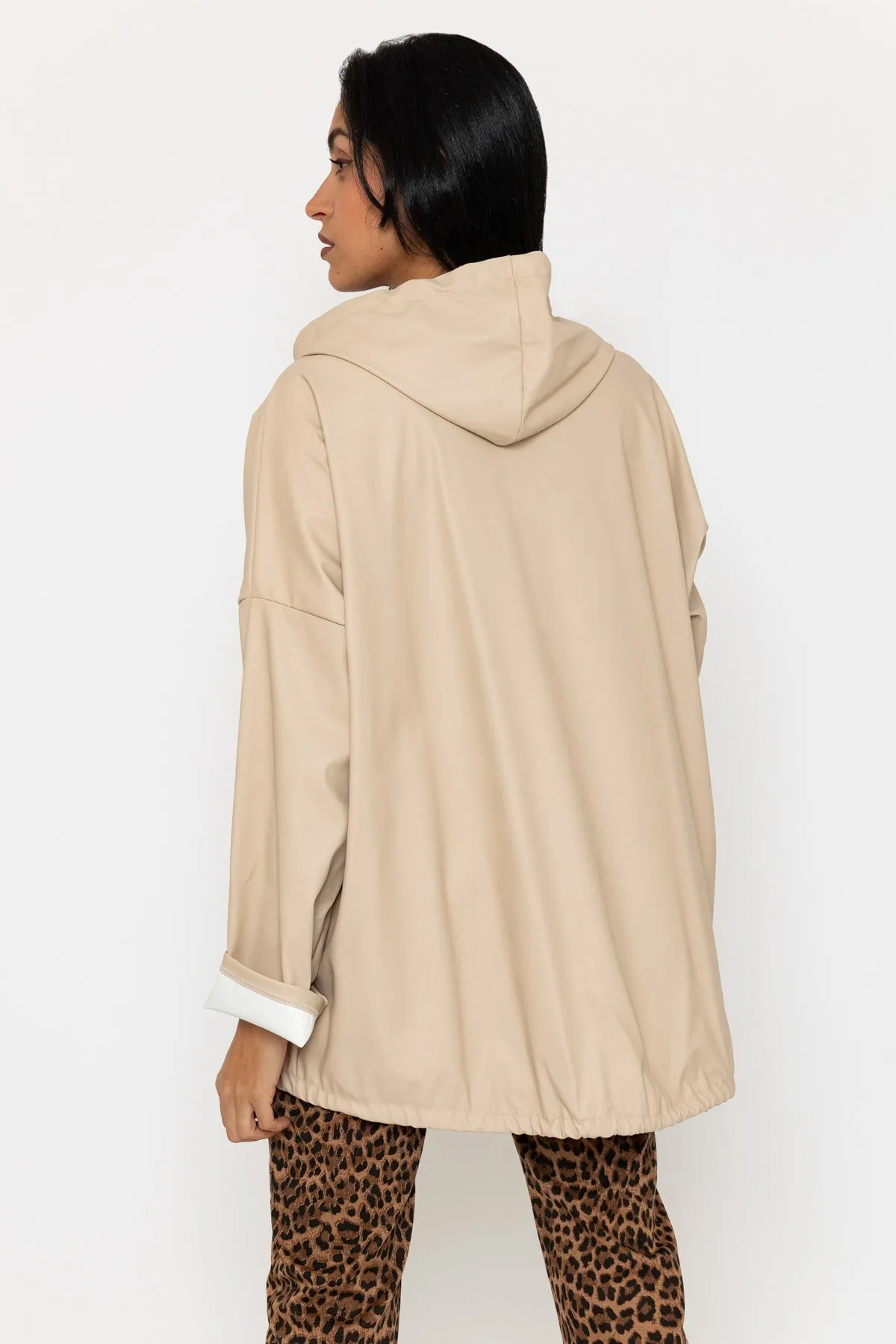 Beige PU Zip Up Jacket