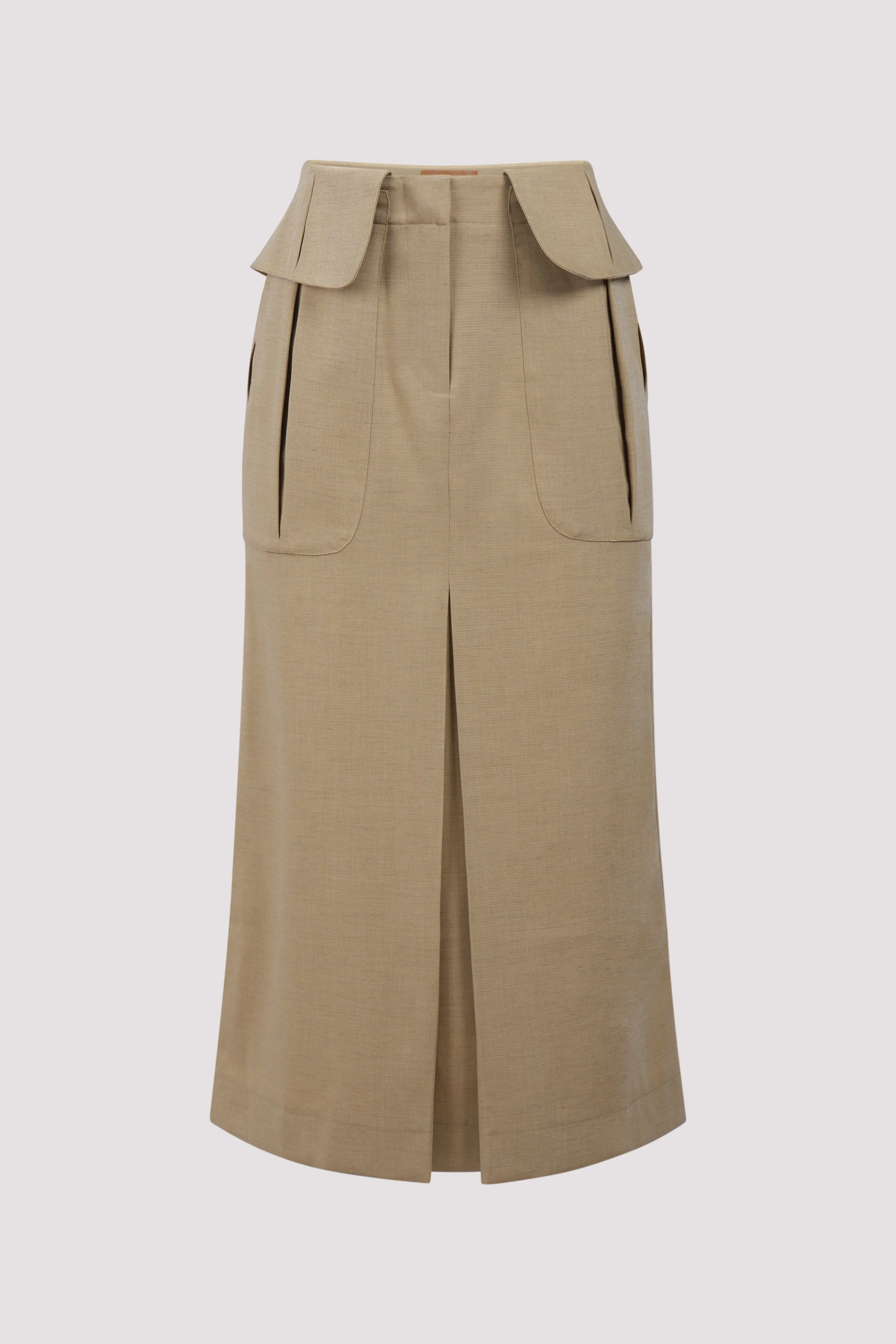 Beige Side Pockets Skirt