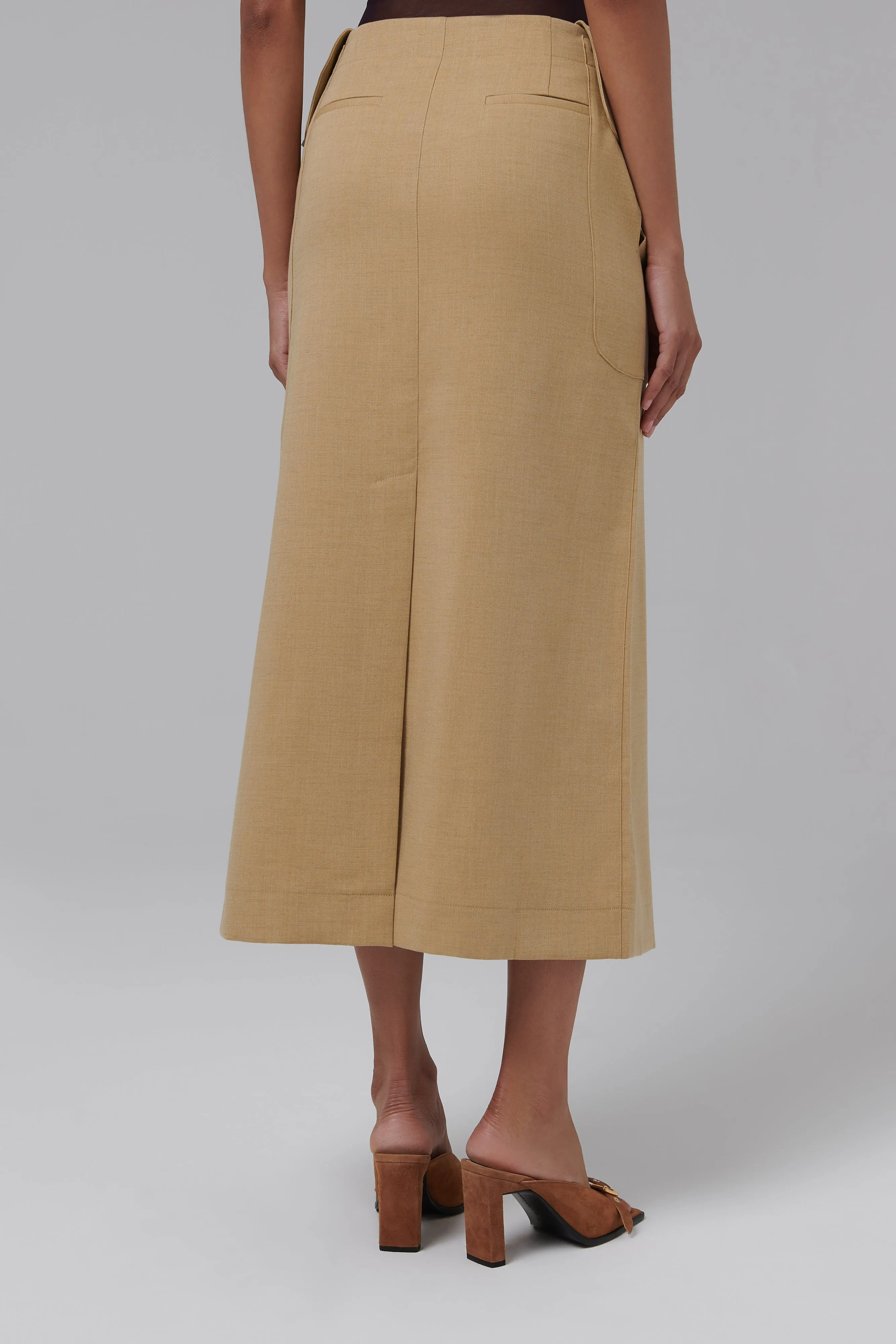 Beige Side Pockets Skirt
