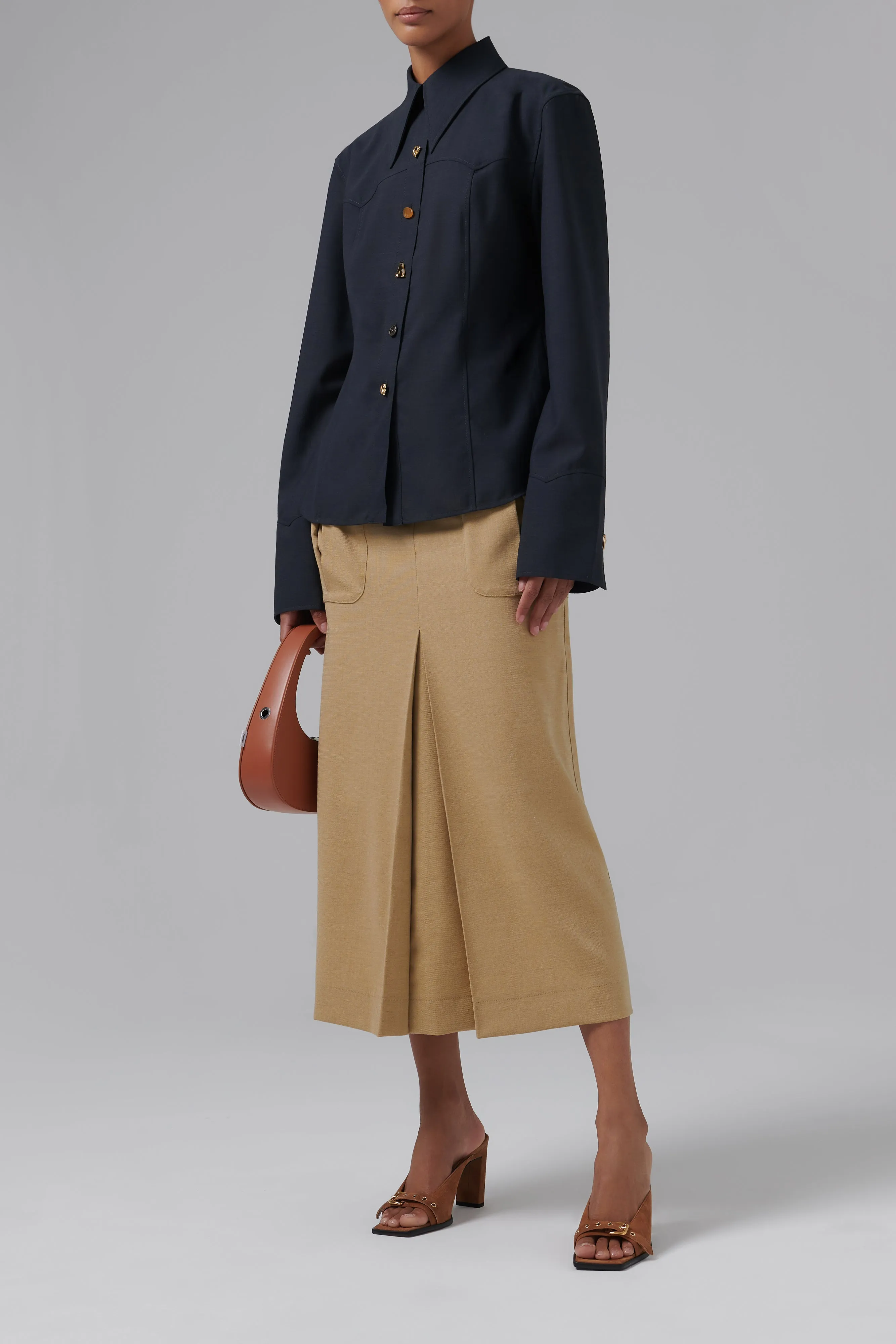 Beige Side Pockets Skirt