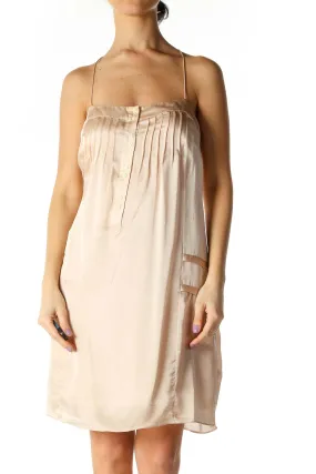 Beige Solid Chic Sheath Dress