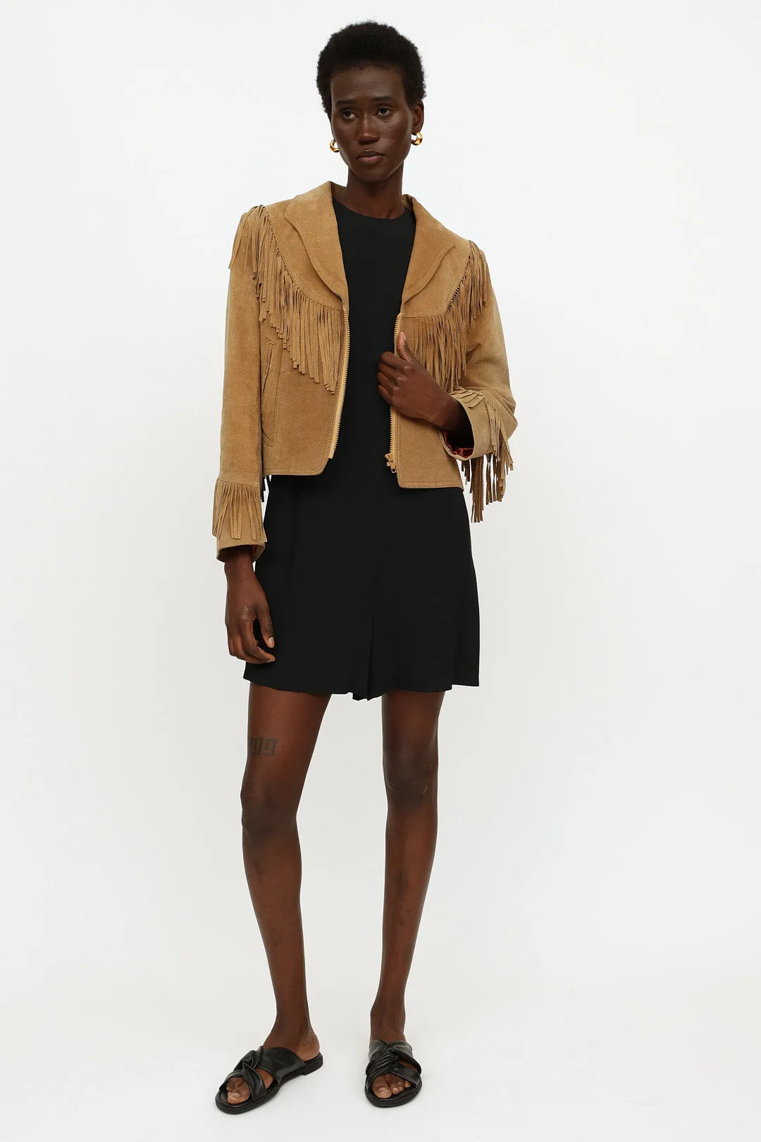 Beige Suede Fringe Jacket
