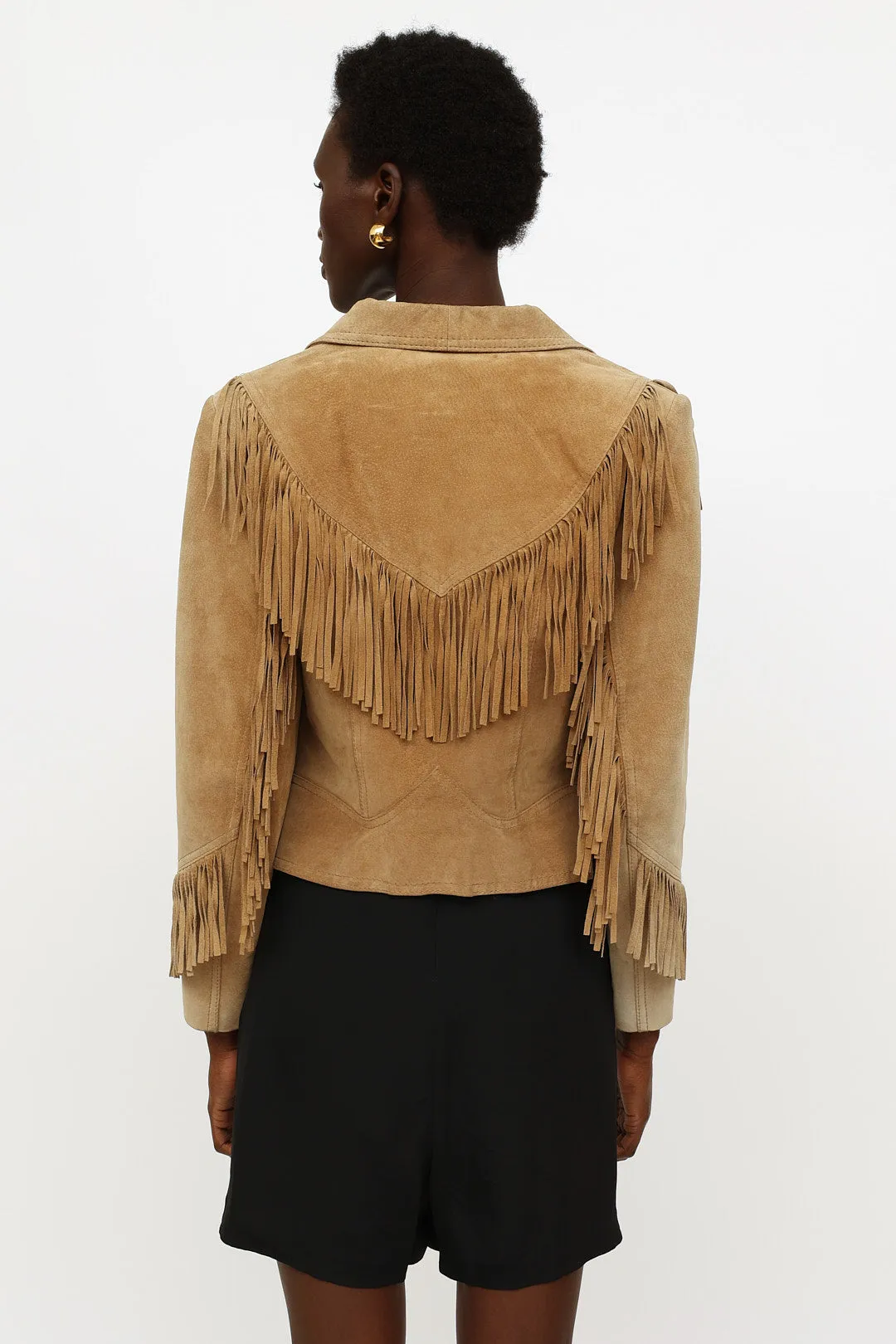 Beige Suede Fringe Jacket