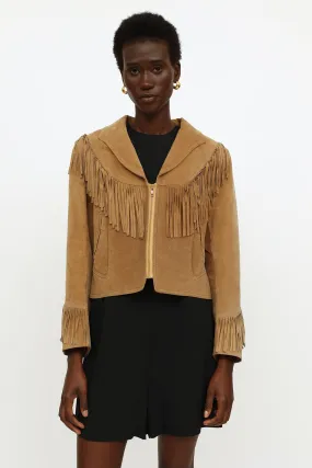 Beige Suede Fringe Jacket