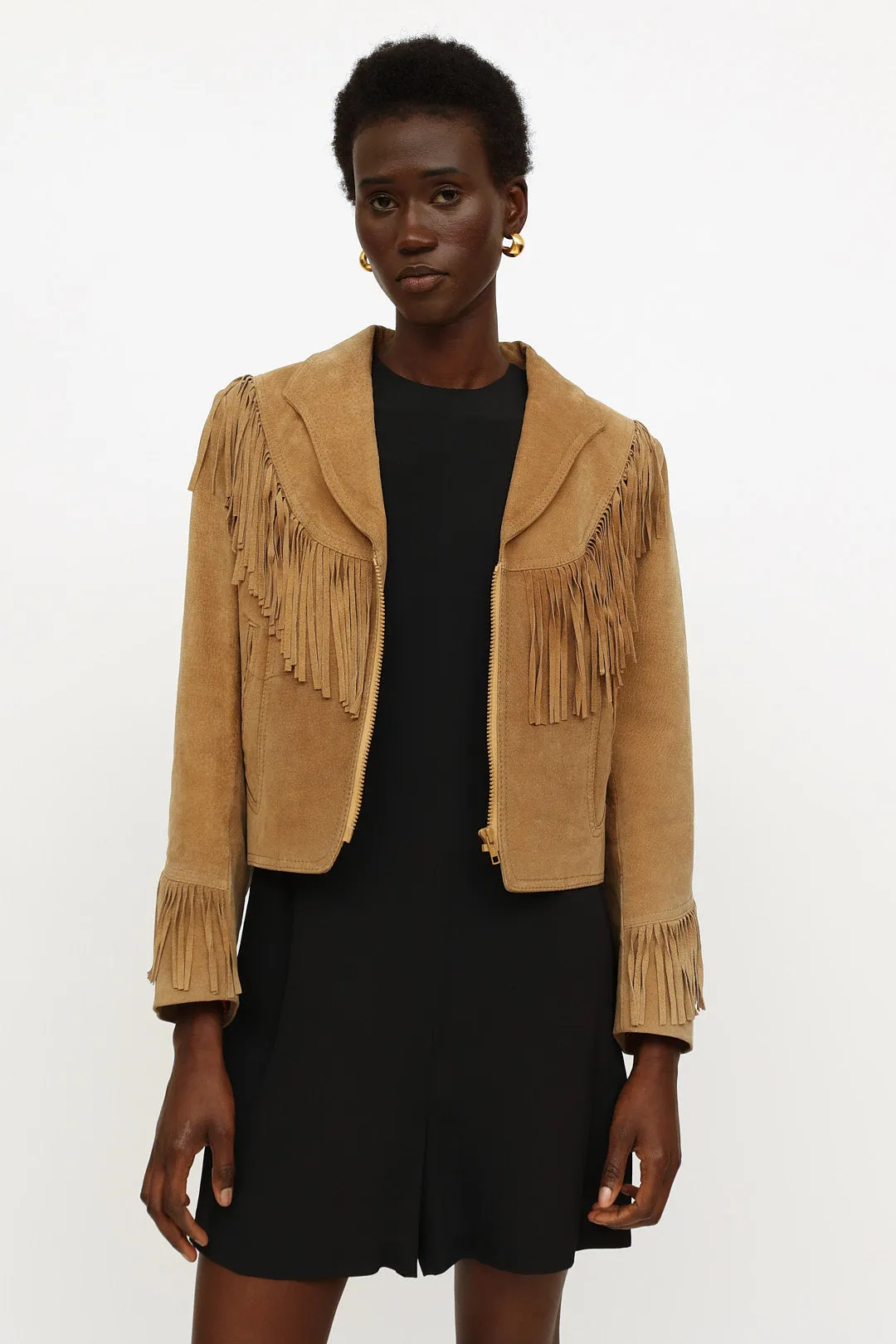 Beige Suede Fringe Jacket