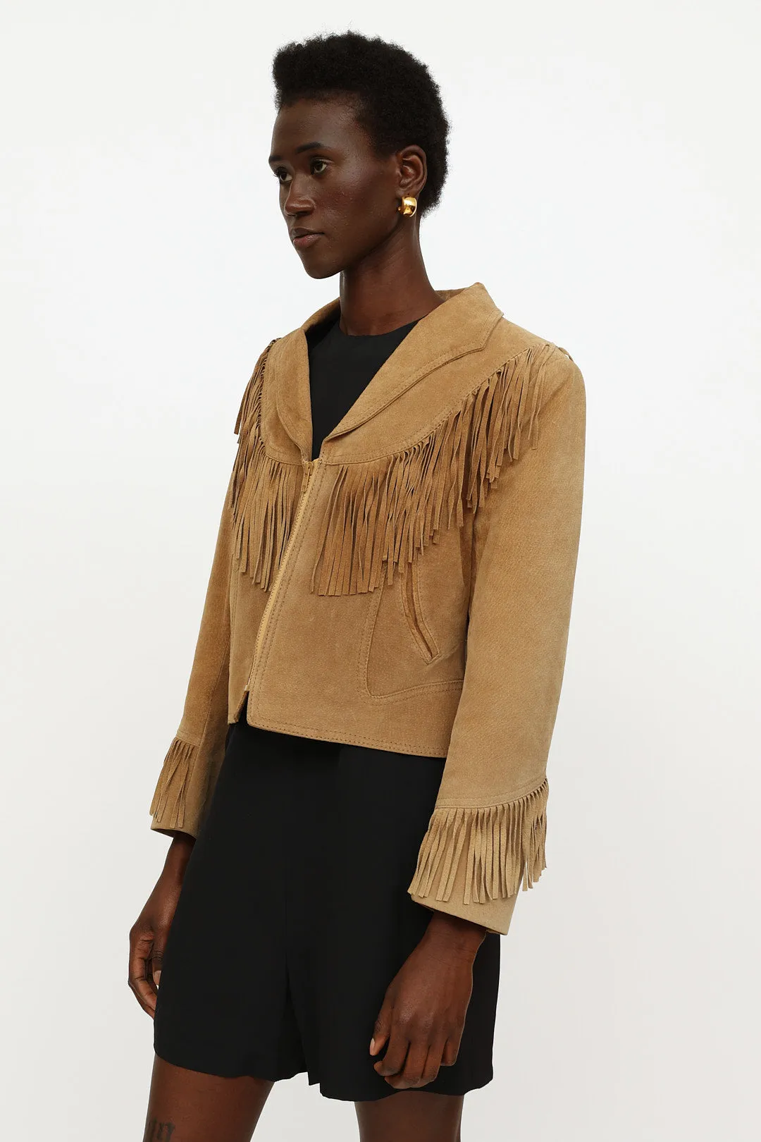 Beige Suede Fringe Jacket