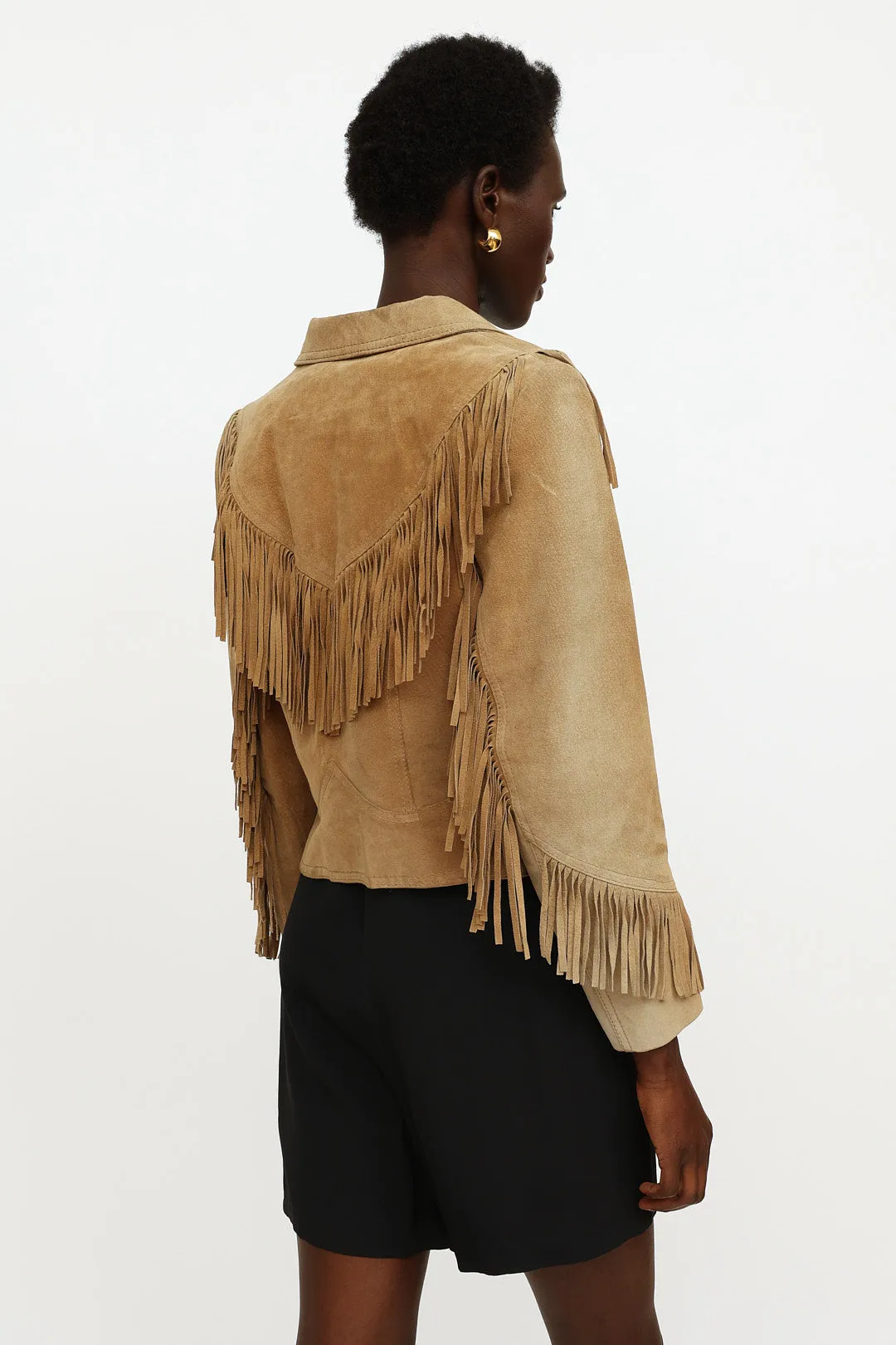 Beige Suede Fringe Jacket