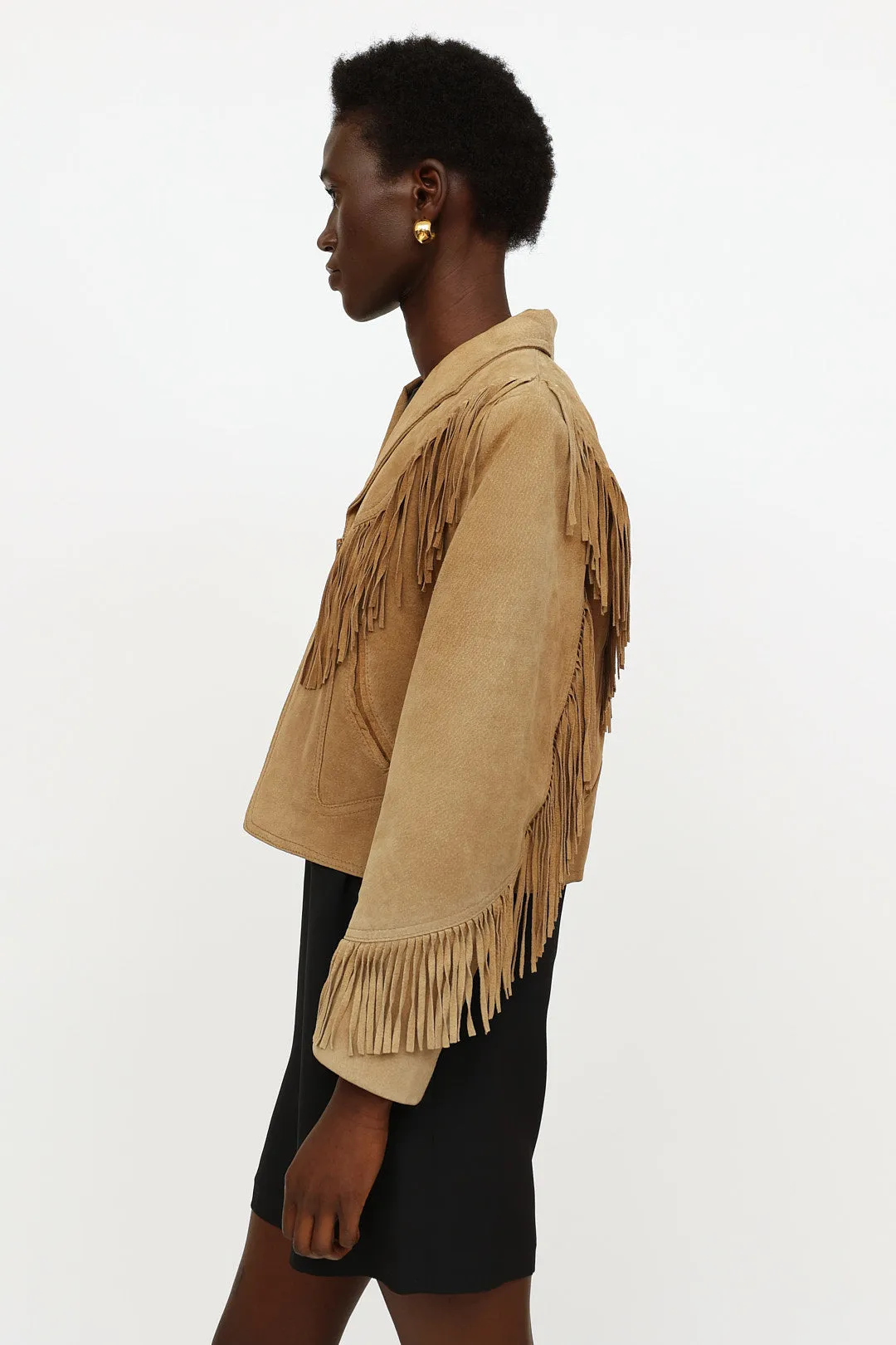 Beige Suede Fringe Jacket