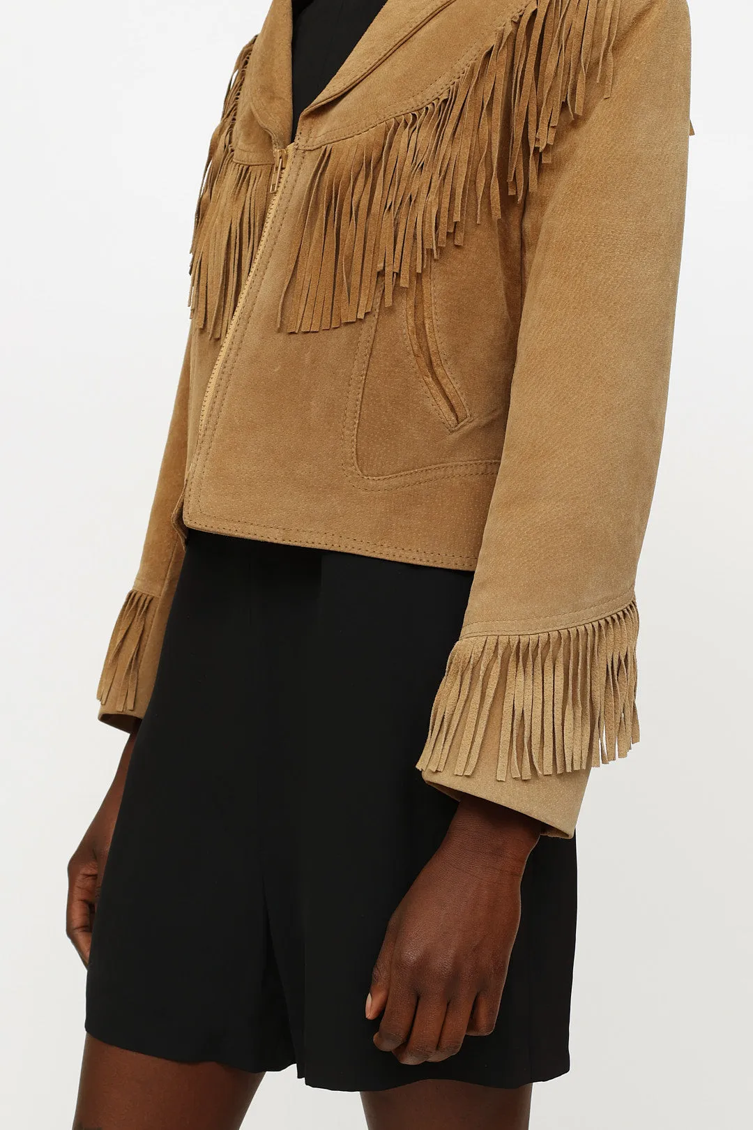 Beige Suede Fringe Jacket