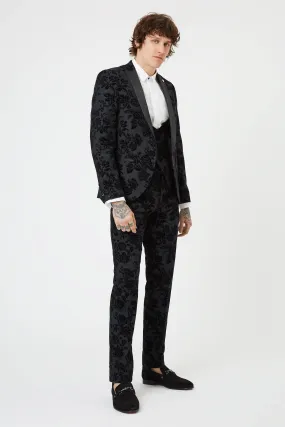 Belsize Skinny Fit Black Floral Tuxedo Suit - ARCHIVE