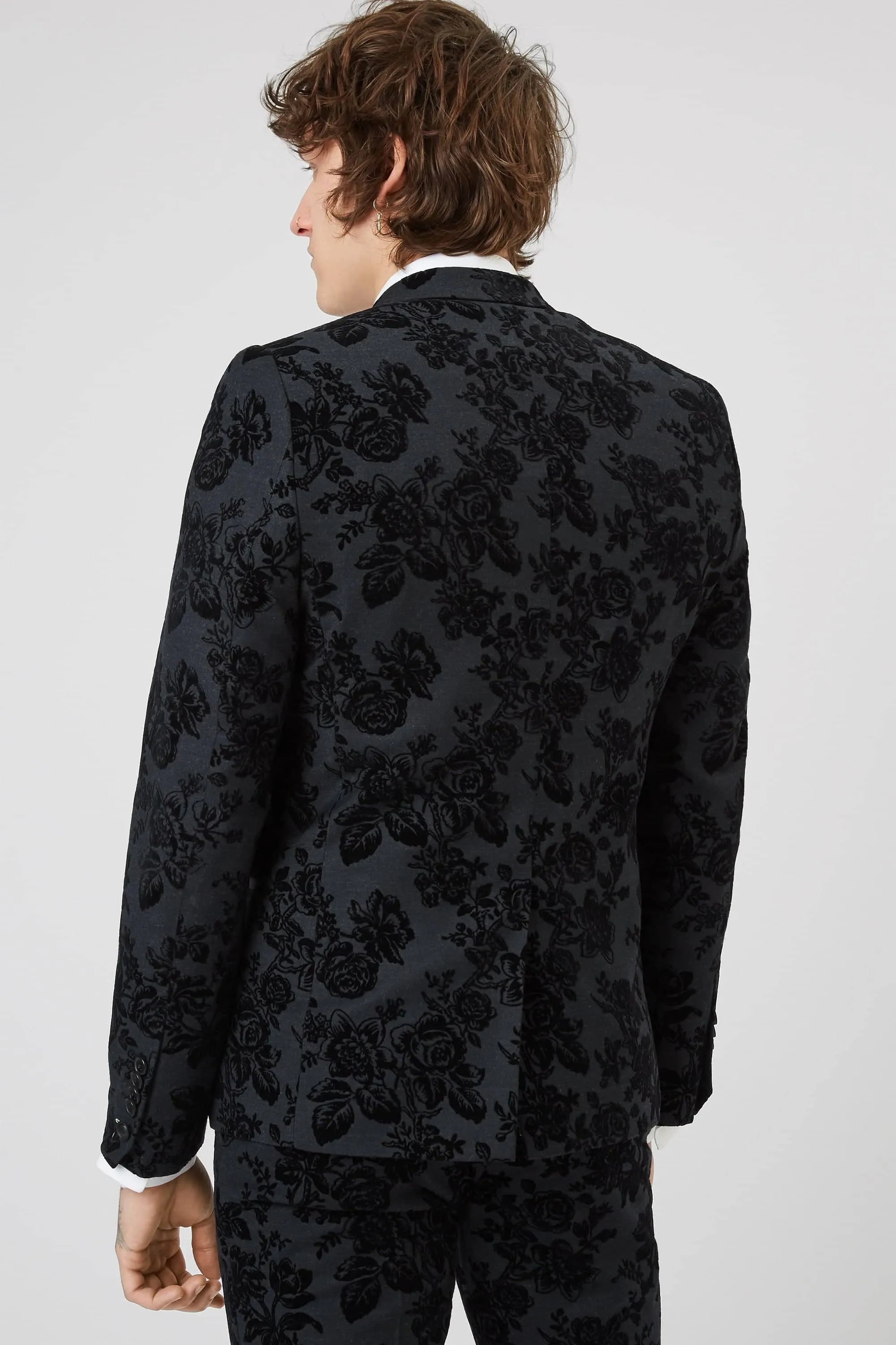 Belsize Skinny Fit Black Floral Tuxedo Suit - ARCHIVE