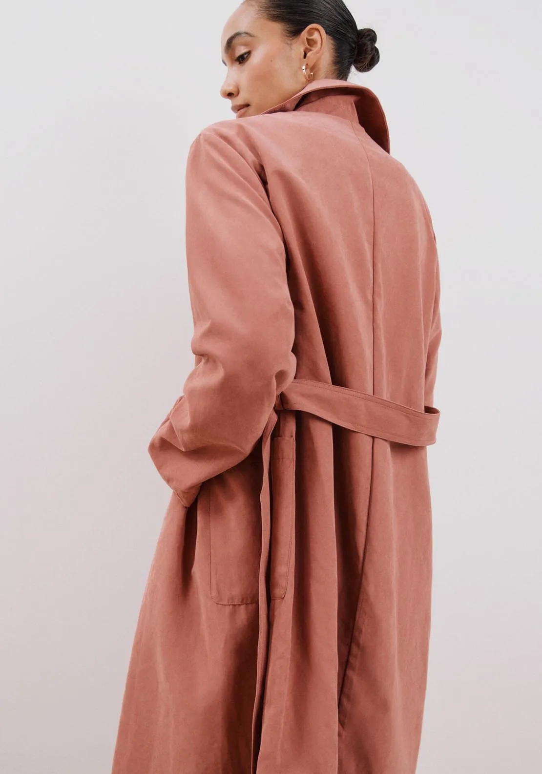 Belted Coloured Trench Coat - Pink