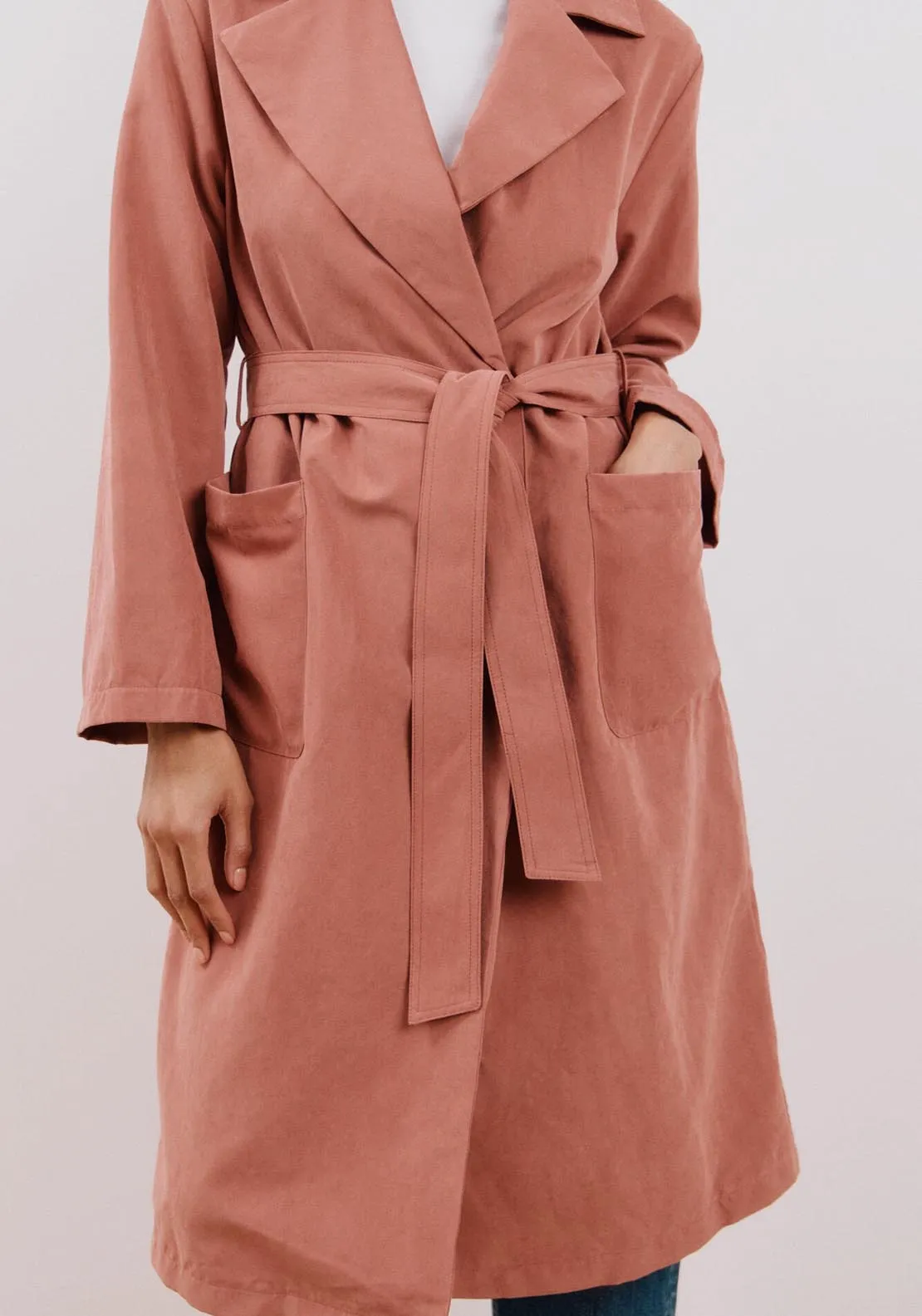 Belted Coloured Trench Coat - Pink