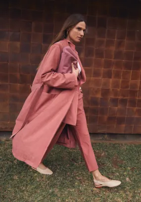 Belted Coloured Trench Coat - Pink