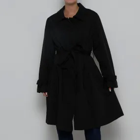 Belted Covered Buttons Trench Coat - L