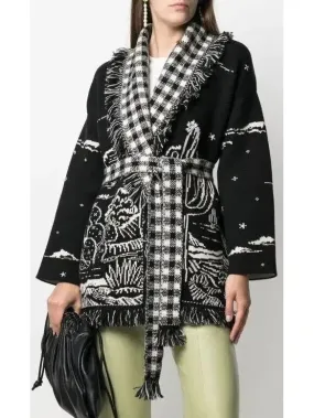 Belted Desert Night Fringed Cardigan