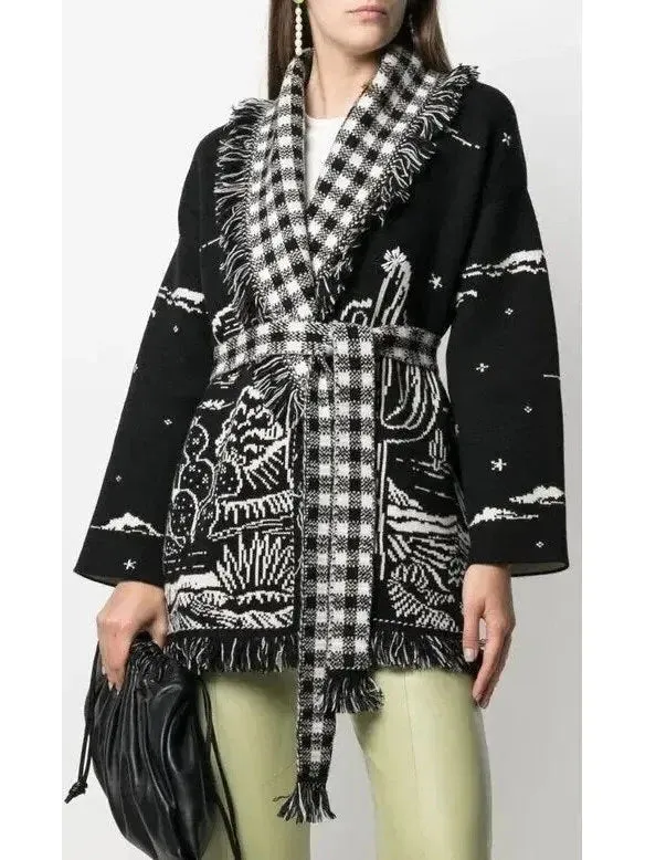 Belted Desert Night Fringed Cardigan