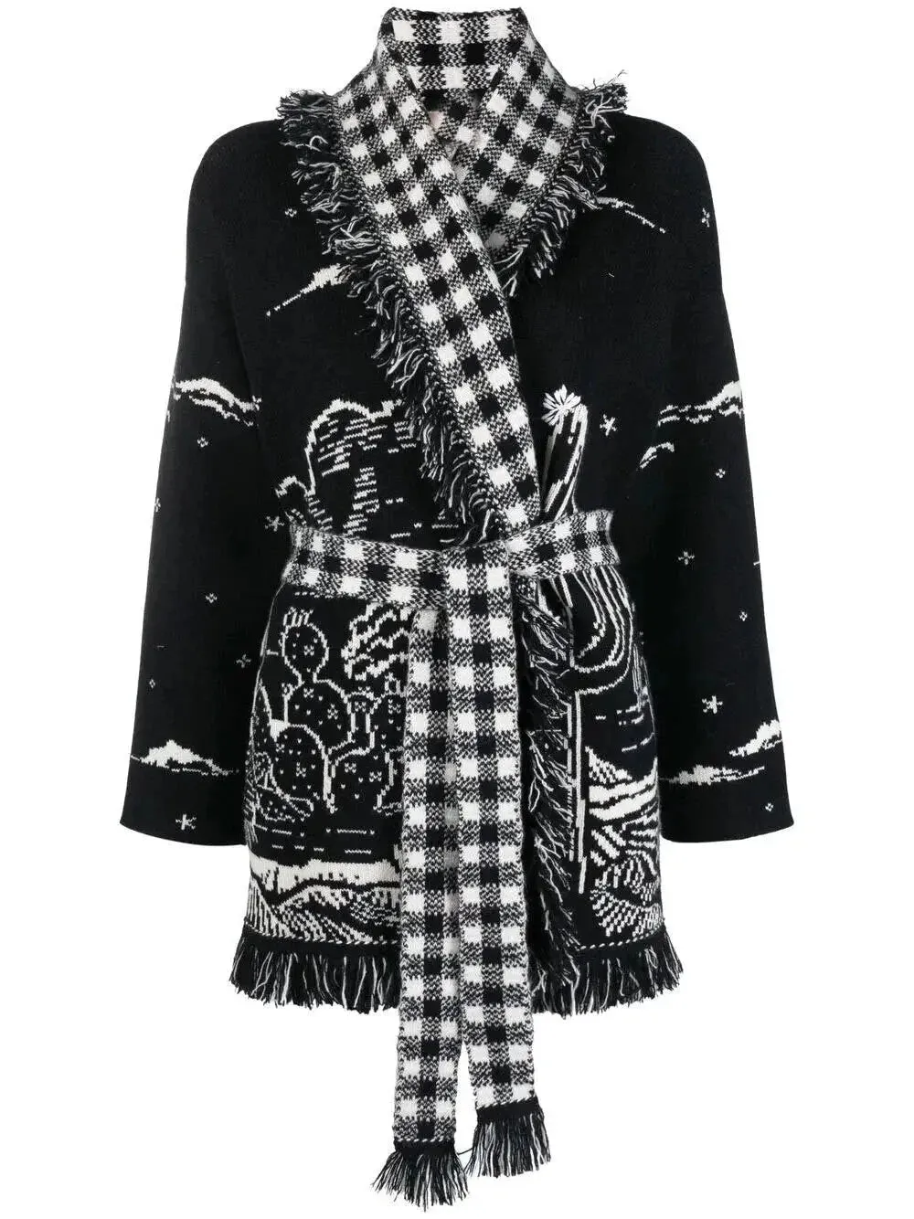 Belted Desert Night Fringed Cardigan