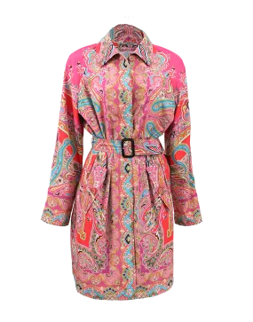 Belted Paisley Trench
